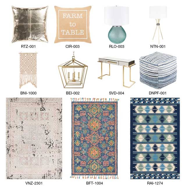 The Surya showroom will feature new and expanded rug collections, an all-new ceiling lighting assortment, fresh wall hanging and accent furniture designs, and more.