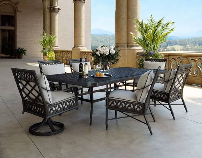 Pictured above is the Biltmore Estate Cushion Dining Set.