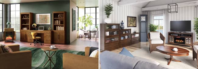 Pictured above is the Trompe L’oeil Collection (left) and the Concord Collection (Right).