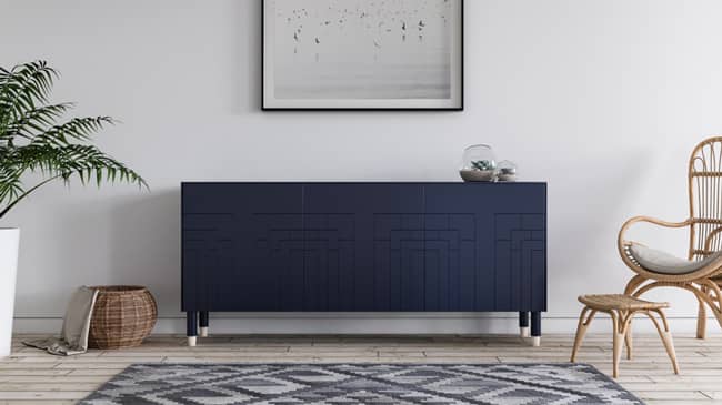 Credenza in ‘Classy Navy’ with ‘Frida’ doors and ‘Gulli’ legs, by Norse Interiors.