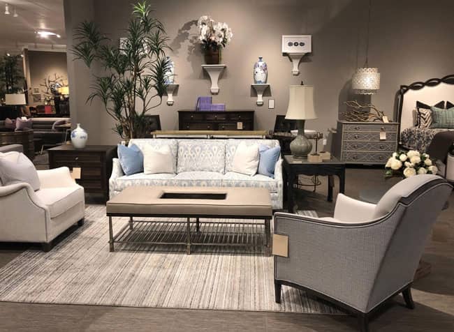 VERANDA by Fine Furniture Design living room retail vignette at Woodbridge Interiors.