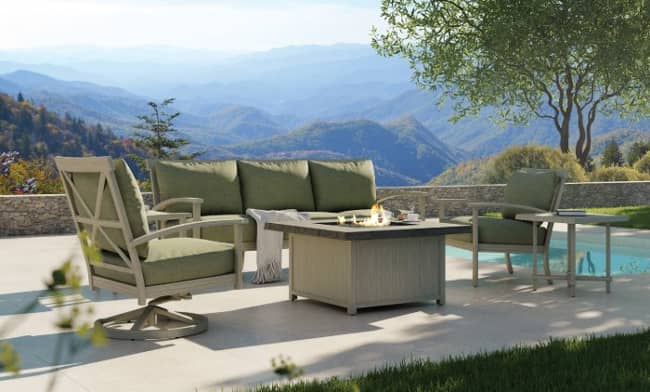 Pictured Above: Deep Seating set by Biltmore by Castelle Antler Hill Collection.