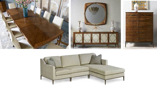 Pictured L to R: Grand Dining Table, Entertainment Cabinet, and Tall Dresser. Bottom: Toulouse Sectional