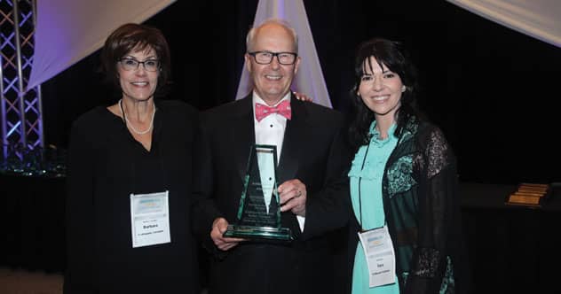 Pictured left to right is Barbara Calcagne, Director of Interior Design Craftmaster, David Haseley, Decorating Den and Lacy Reich, Craftmaster Furniture.