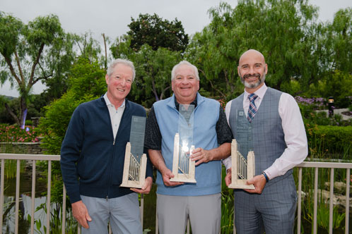 2023 Honorees (L-R): Howard Haimsohn (Lawrance Contemporary Furniture), Doug Sanicola (Outdoor Elegance), and Chris DeLisa (Magnussen Home) accepted the award for Patrick Cory.