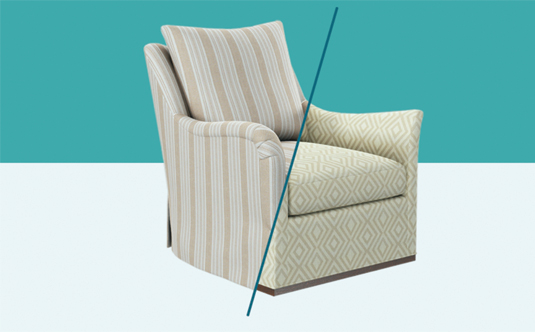 Hickory Chair&#39;s iconic Jules chair with two fabric options.