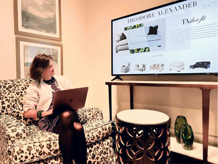 Marta Kowalska, head of customer success for Intiaro, presented the 3D configurator in the Theodore Alexander showroom during October High Point Market.