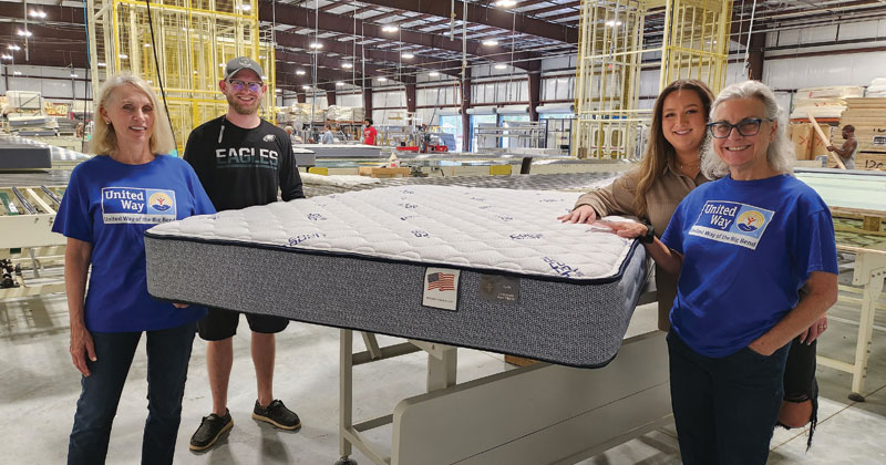 Picture from left to right: Berneice Cox (President and CEO of The United Way of the Big Bend), Clint Glazener (Production Manager of Compass Sleep Products), Savannah Vause (Director of HR for Compass Sleep Products), and Rhonda Cooper (VP of Community Impact at The United Way of the Big Bend)